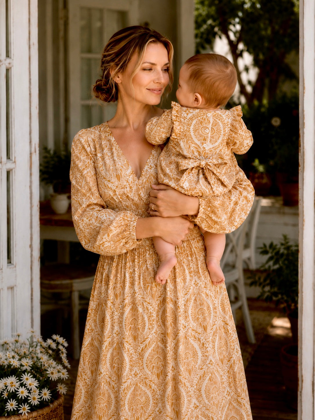 Womens Long Sleeve Maxi Tier Dress - Anthea Rust