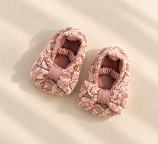 Soft Sole Shoes with bow - Blush Pink