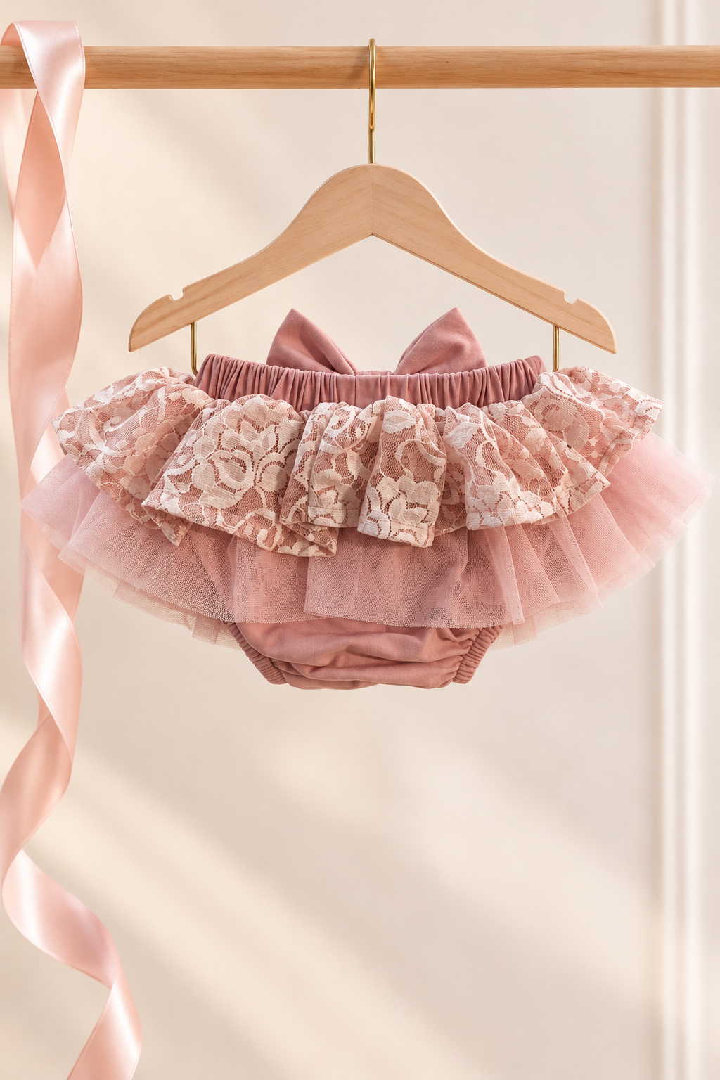 Antoinette Lace Tutu Bloomer - Blush Pink (Onesie + accessories sold separately)