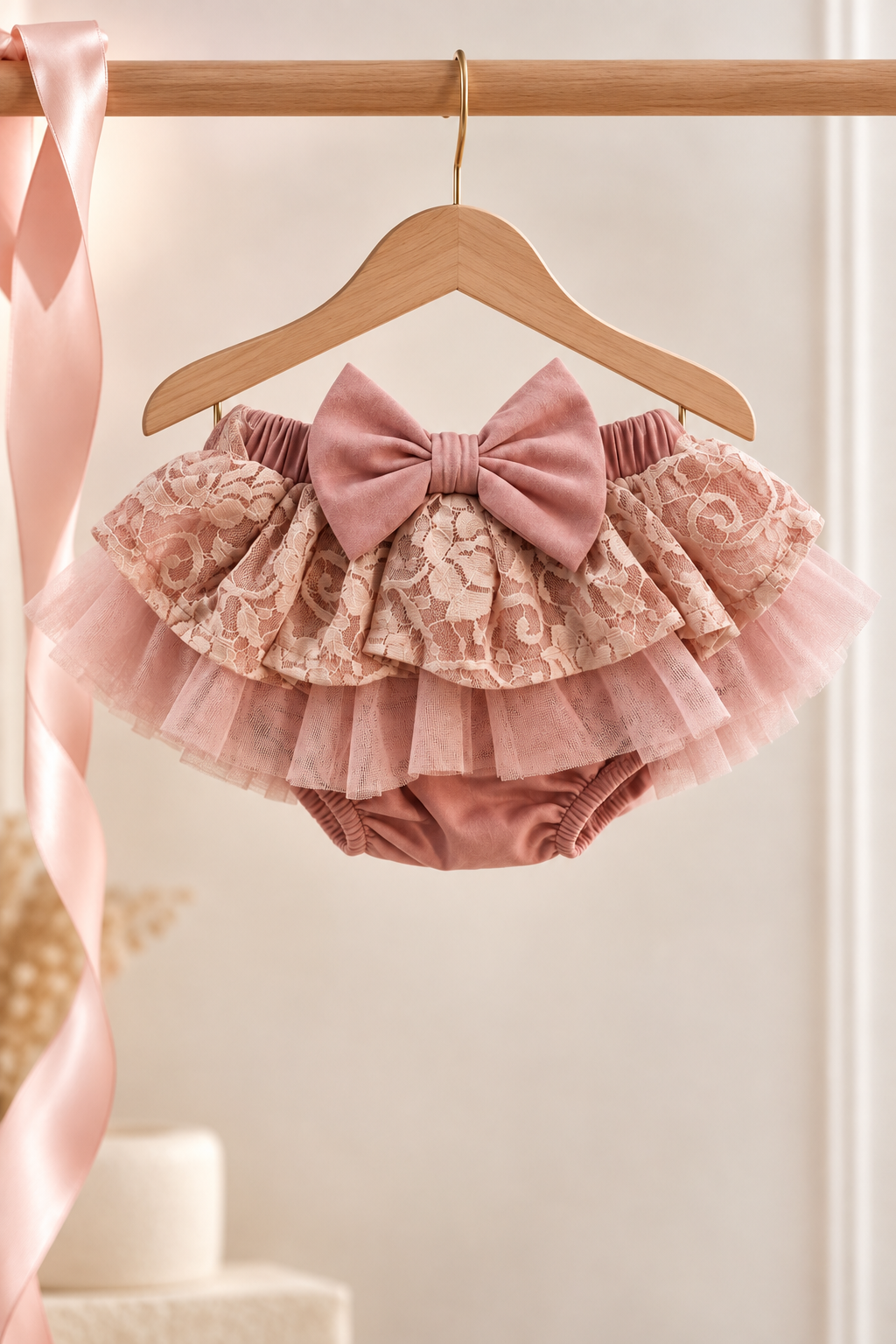 Antoinette Lace Tutu Bloomer - Blush Pink (Onesie + accessories sold separately)