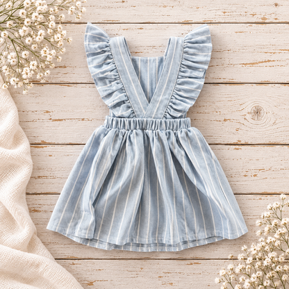Resort Blue/White Frilly Dungaree Dress (matching items sold separately)