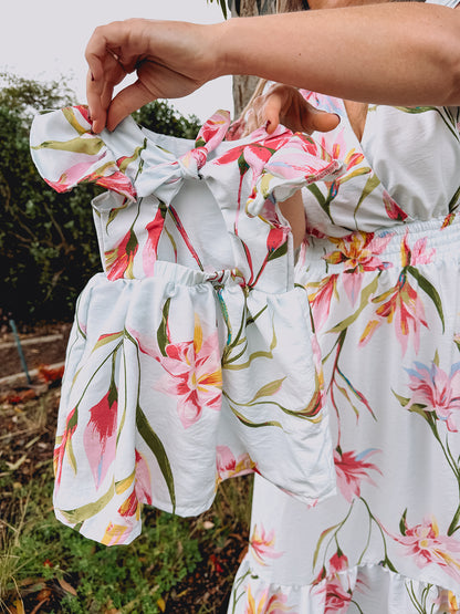 Open Back Frilly Dress - Powder Blue Fields