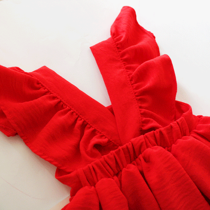 Frilly Dress - Coral (headband sold separately)