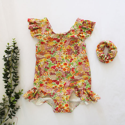 Tahiti Swimsuit - Vintage Floral (includes scrunchy)