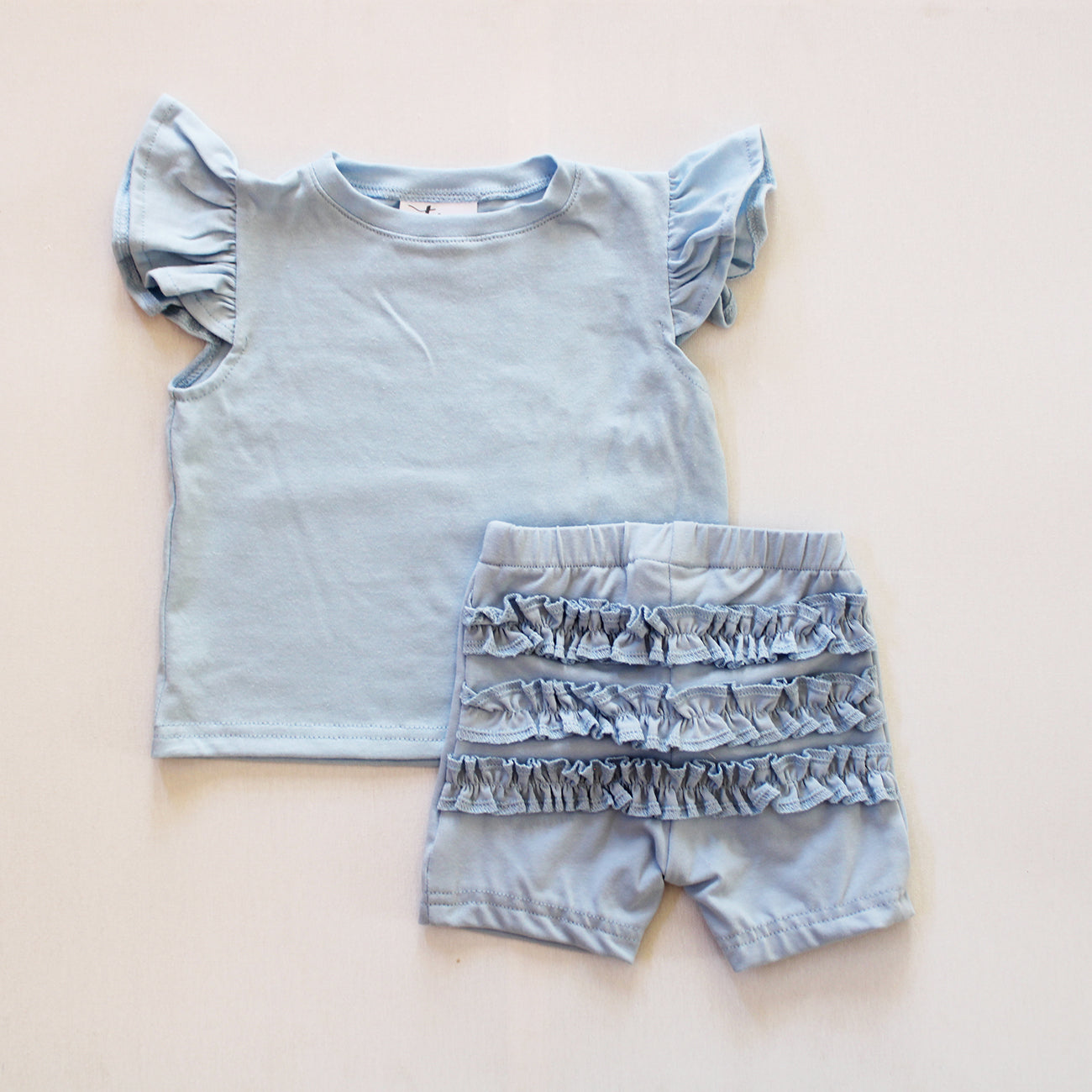 Short Sleeve Frilly Top - Sky Blue (ski pants sold separately)