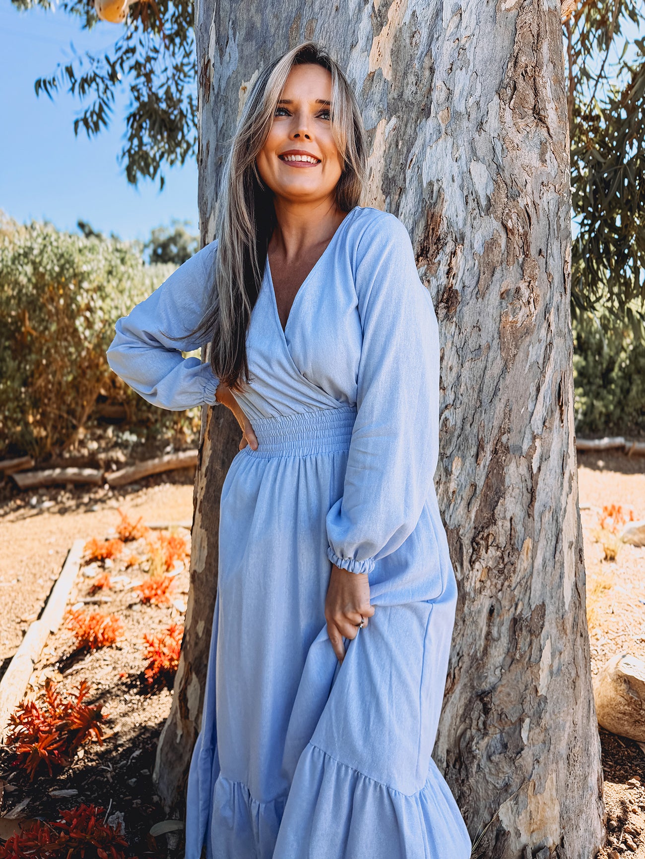 Womens Long Sleeve Maxi Tier Dress - The Blue Blessing