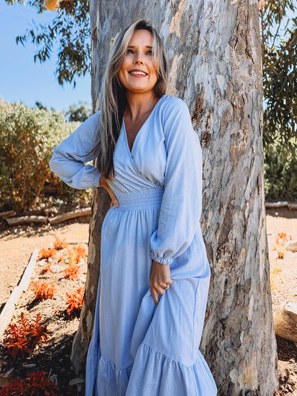 Womens Long Sleeve Maxi Tier Dress - The Blue Blessing