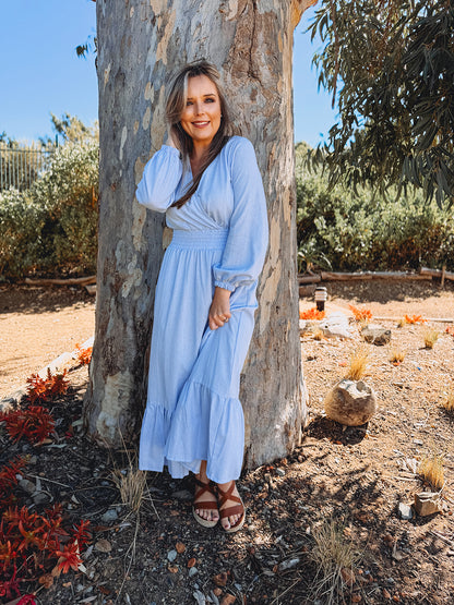 Womens Long Sleeve Maxi Tier Dress - The Blue Blessing