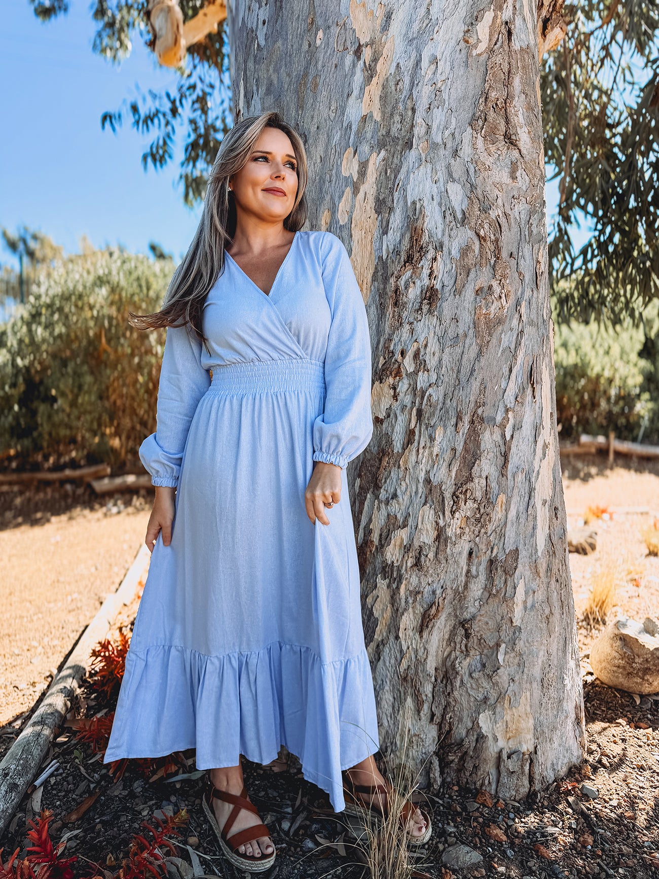 Womens Long Sleeve Maxi Tier Dress - The Blue Blessing