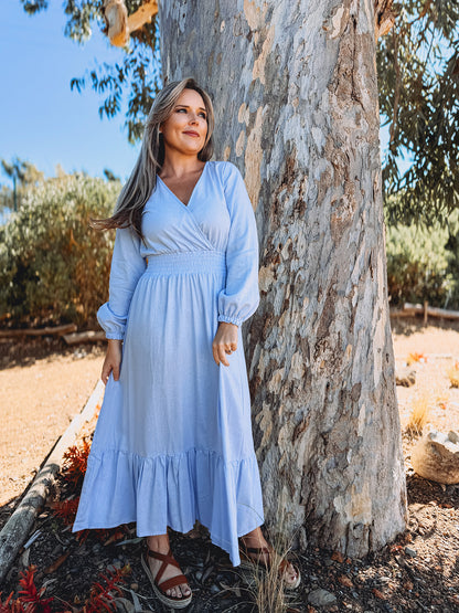Womens Long Sleeve Maxi Tier Dress - The Blue Blessing