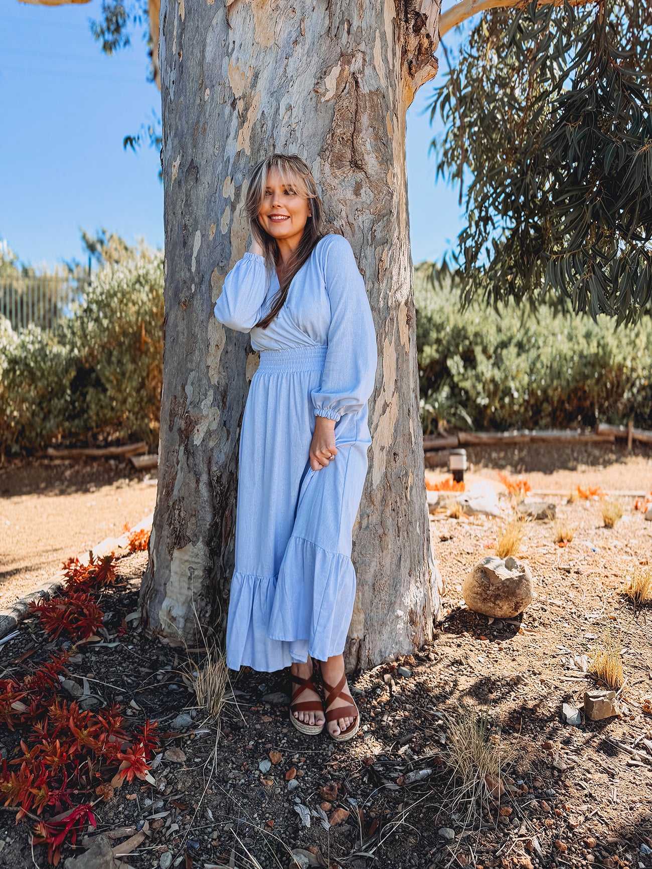 Womens Long Sleeve Maxi Tier Dress - The Blue Blessing