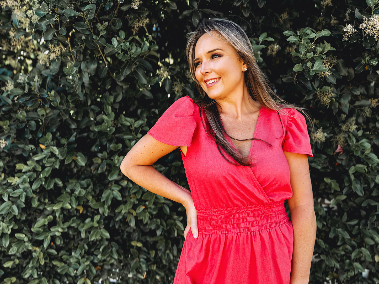 Womens short Sleeve Maxi Tier Dress - Watermelon