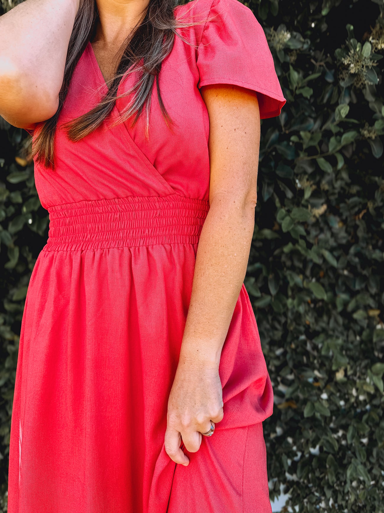 Womens short Sleeve Maxi Tier Dress - Watermelon