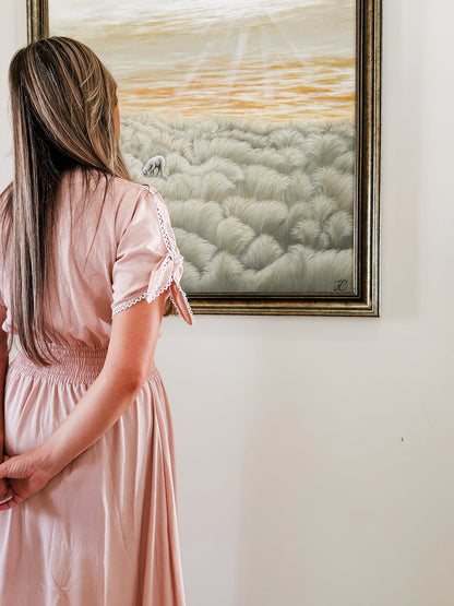 Womens Knotted Lace Short sleeve Maxi Tier Dress - The Pink Blessing