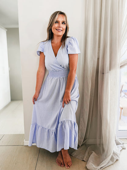 Womens short Sleeve Maxi Tier Dress - The Blue Blessing
