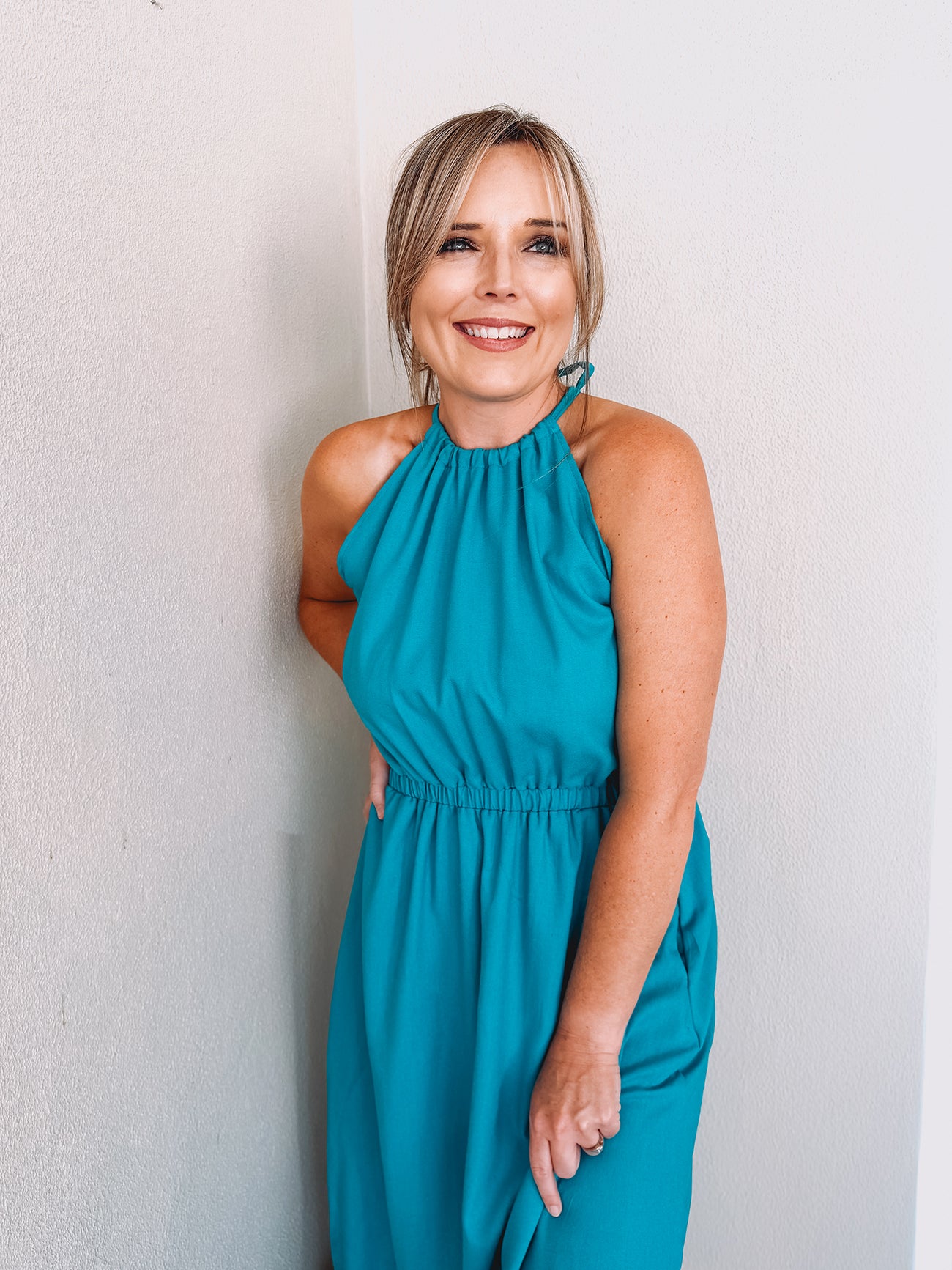 Womens Halterneck Dress with pockets (various fabric colour options)