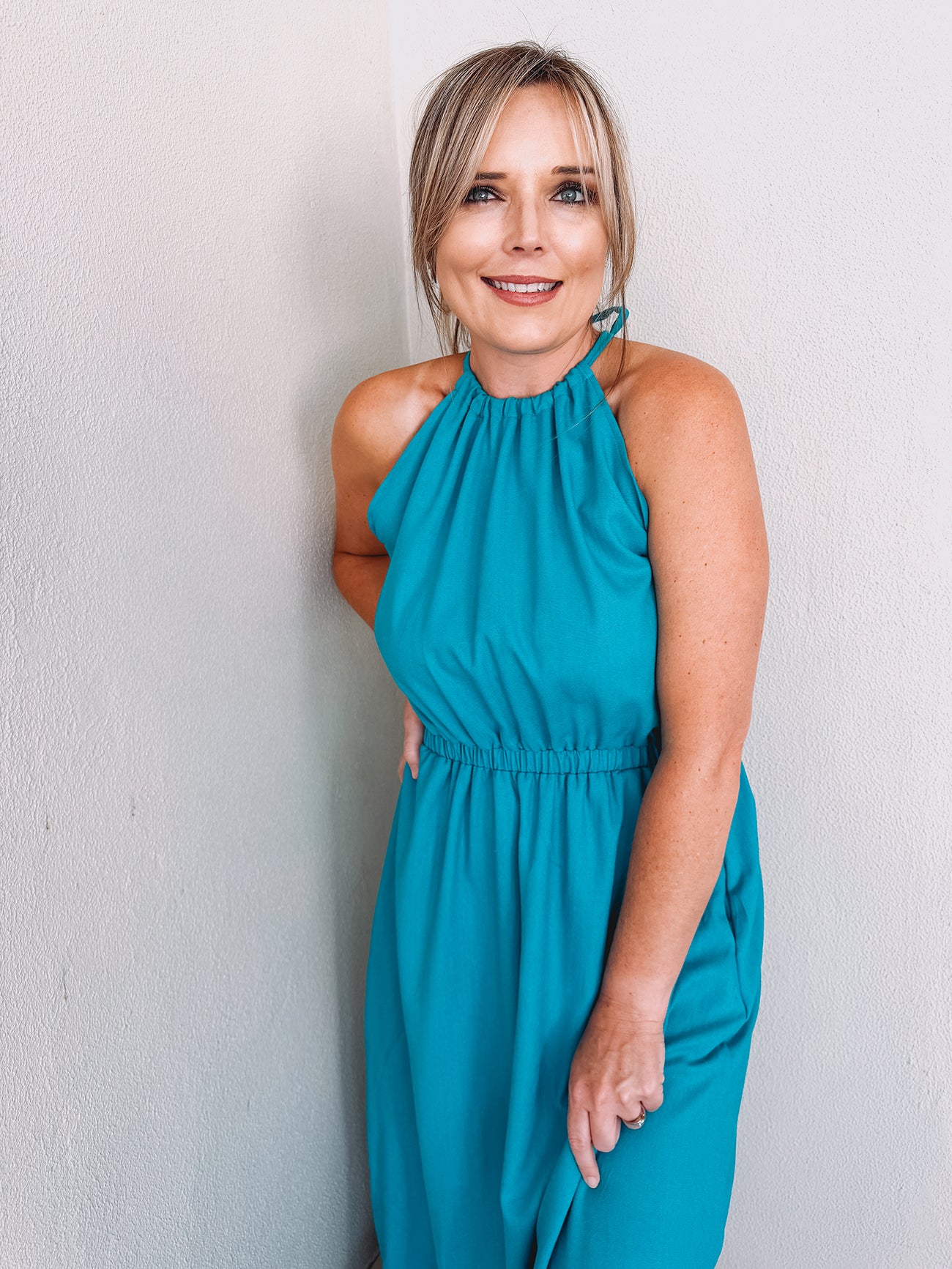 Womens Halterneck Dress with pockets (various fabric colour options)