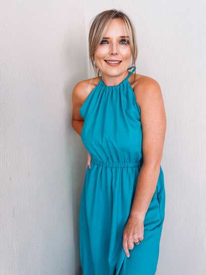 Womens Halterneck Dress with pockets (various fabric colour options)