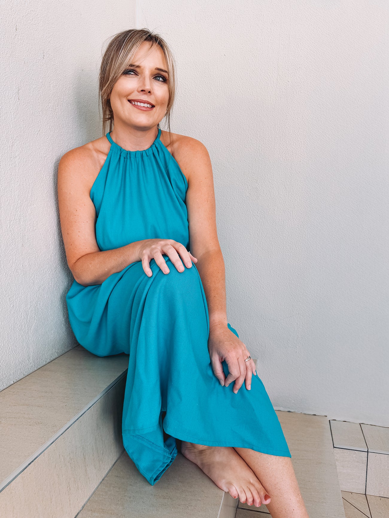 Womens Halterneck Dress with pockets (various fabric colour options)