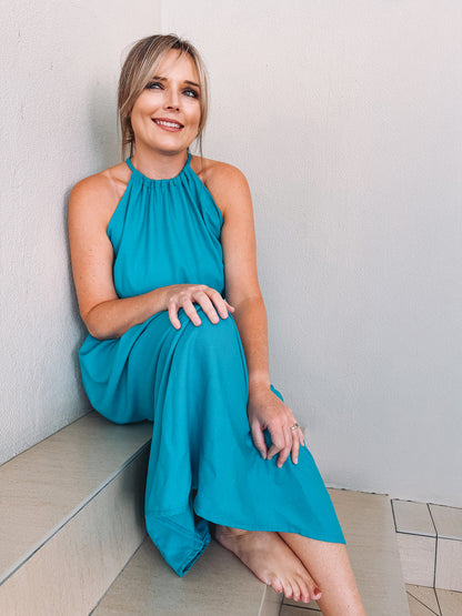 Womens Halterneck Dress with pockets (various fabric colour options)