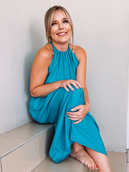 Womens Halterneck Dress with pockets (various fabric colour options)