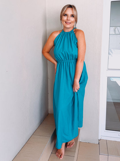 Womens Halterneck Dress with pockets (various fabric colour options)