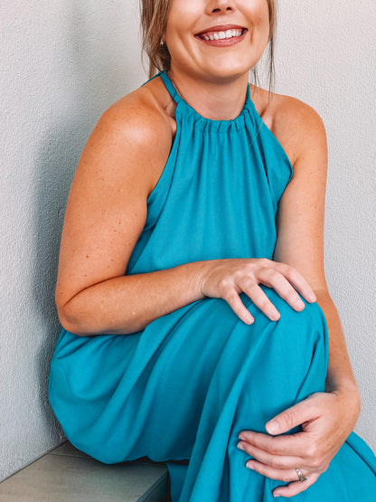 Womens Halterneck Dress with pockets (various fabric colour options)