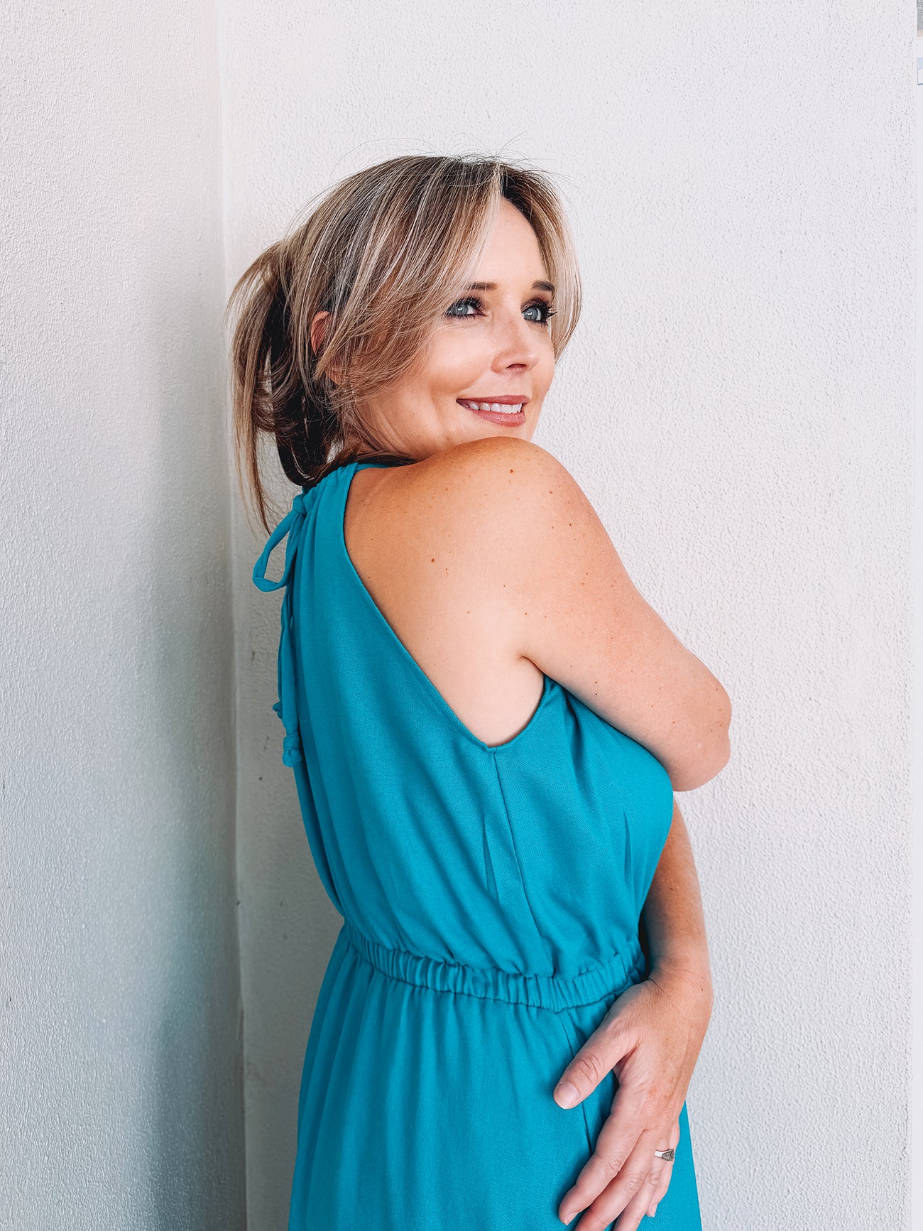 Womens Halterneck Dress with pockets (various fabric colour options)