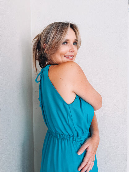 Womens Halterneck Dress with pockets (various fabric colour options)