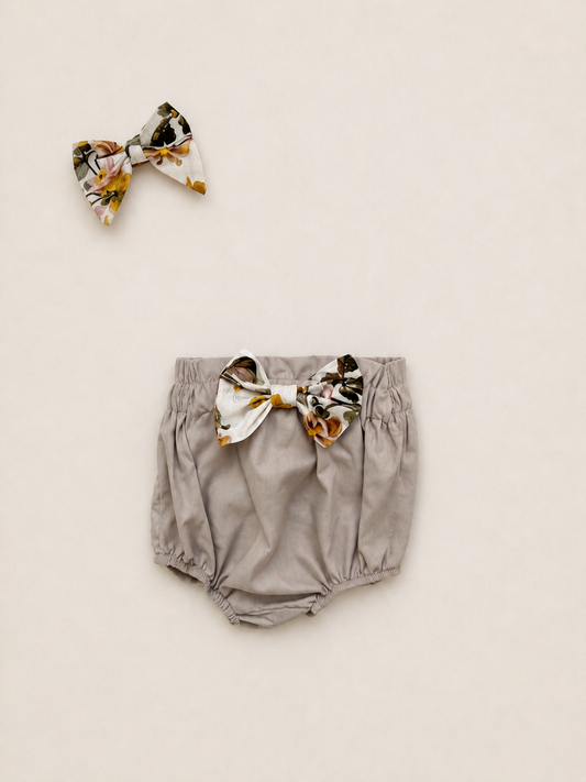 Burnt Sugar Bloomer with floral bow  (onesie + accessories sold separately)