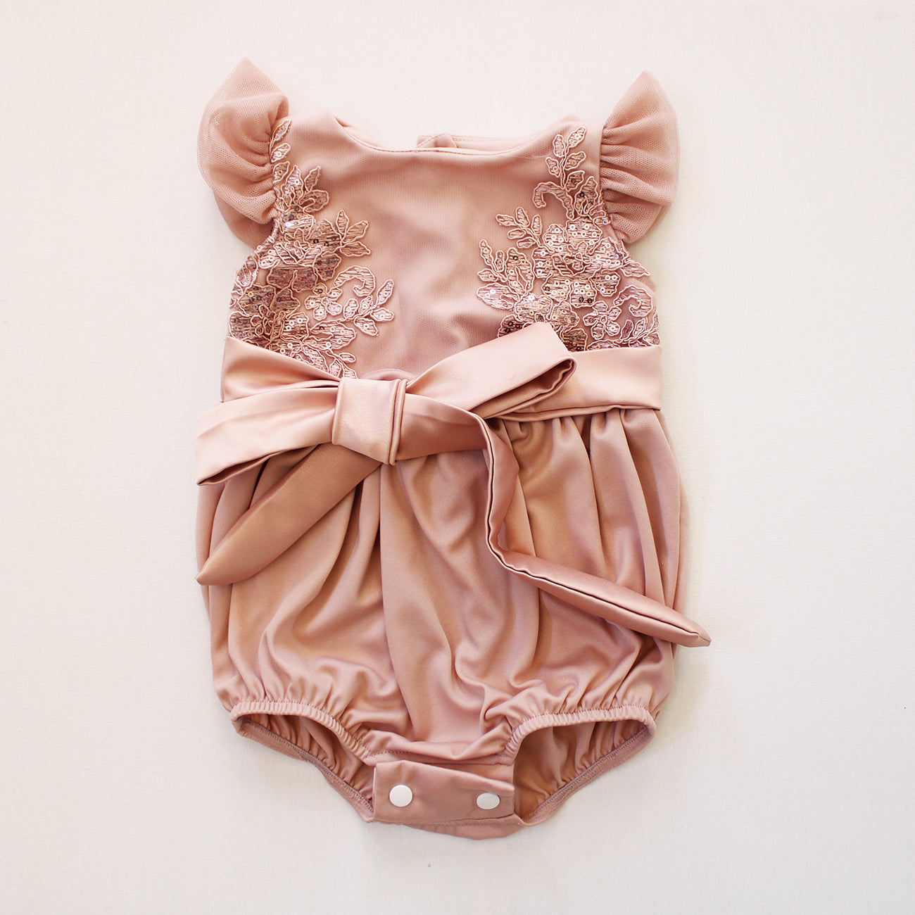 Isabella Dusty Pink Lace Romper + Headband (shoes sold seperately)