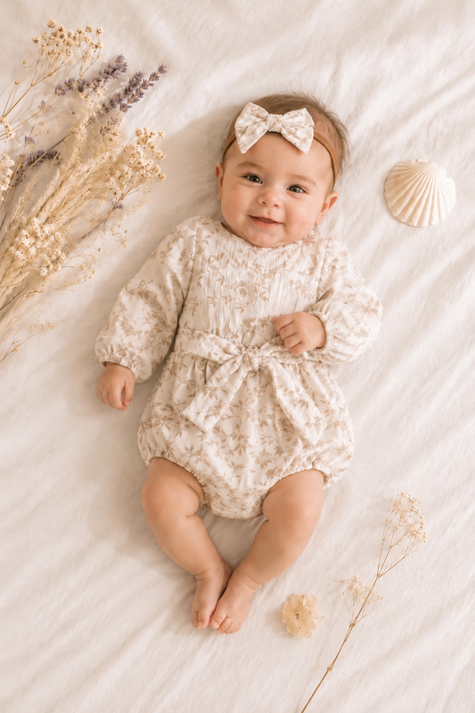 The Whispering Dune long sleeve Muslin Romper
