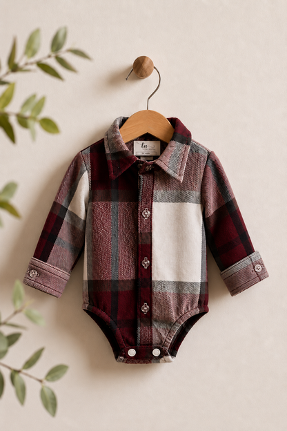 Evermaroon Check Winter Onesie