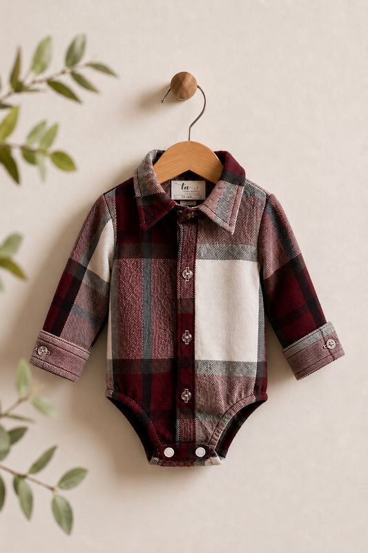 Evermaroon Check Winter Onesie