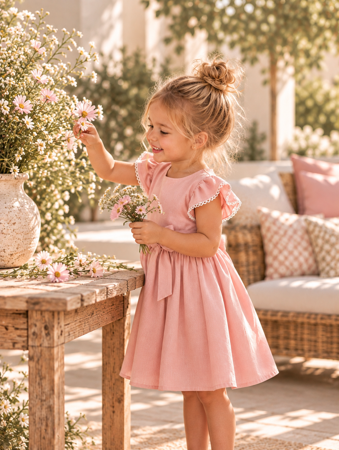 Magnolia Frilly Sleeve Dress - Pink Pearl