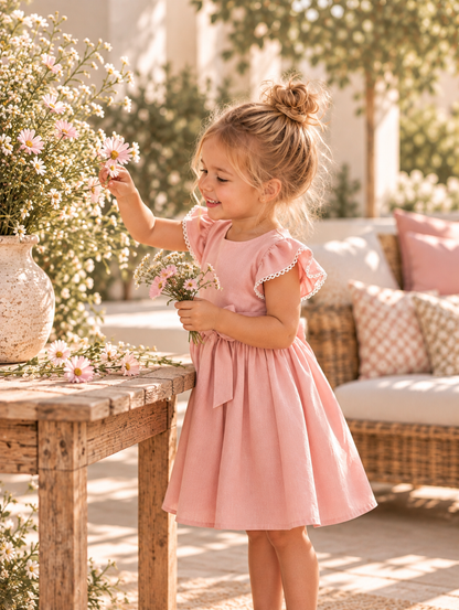 Magnolia Frilly Sleeve Dress - Pink Pearl
