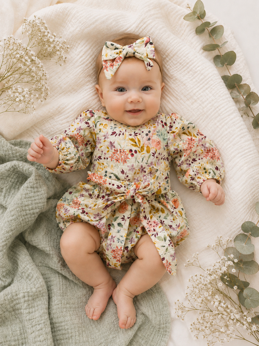 The Whimsical long sleeve Muslin Romper