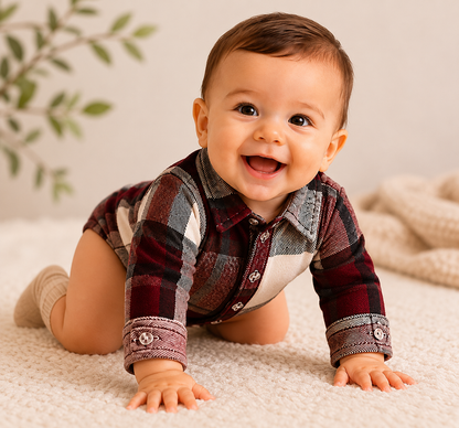 Evermaroon Check Winter Onesie