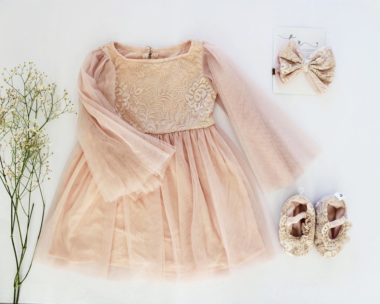 Angel Wing Dress - Soft Peach (headband + shoes sold separately)