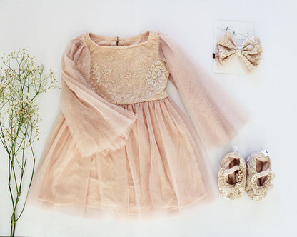 Angel Wing Dress - Soft Peach (headband + shoes sold separately)