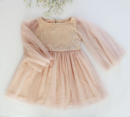 Angel Wing Dress - Soft Peach (headband + shoes sold separately)