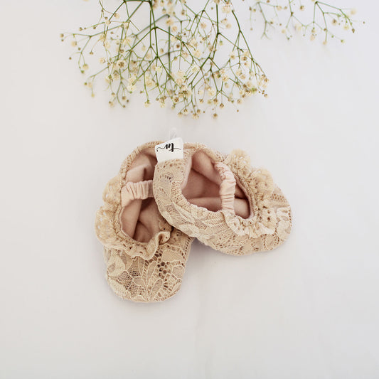 Lace Soft Sole Shoes - Soft Peach