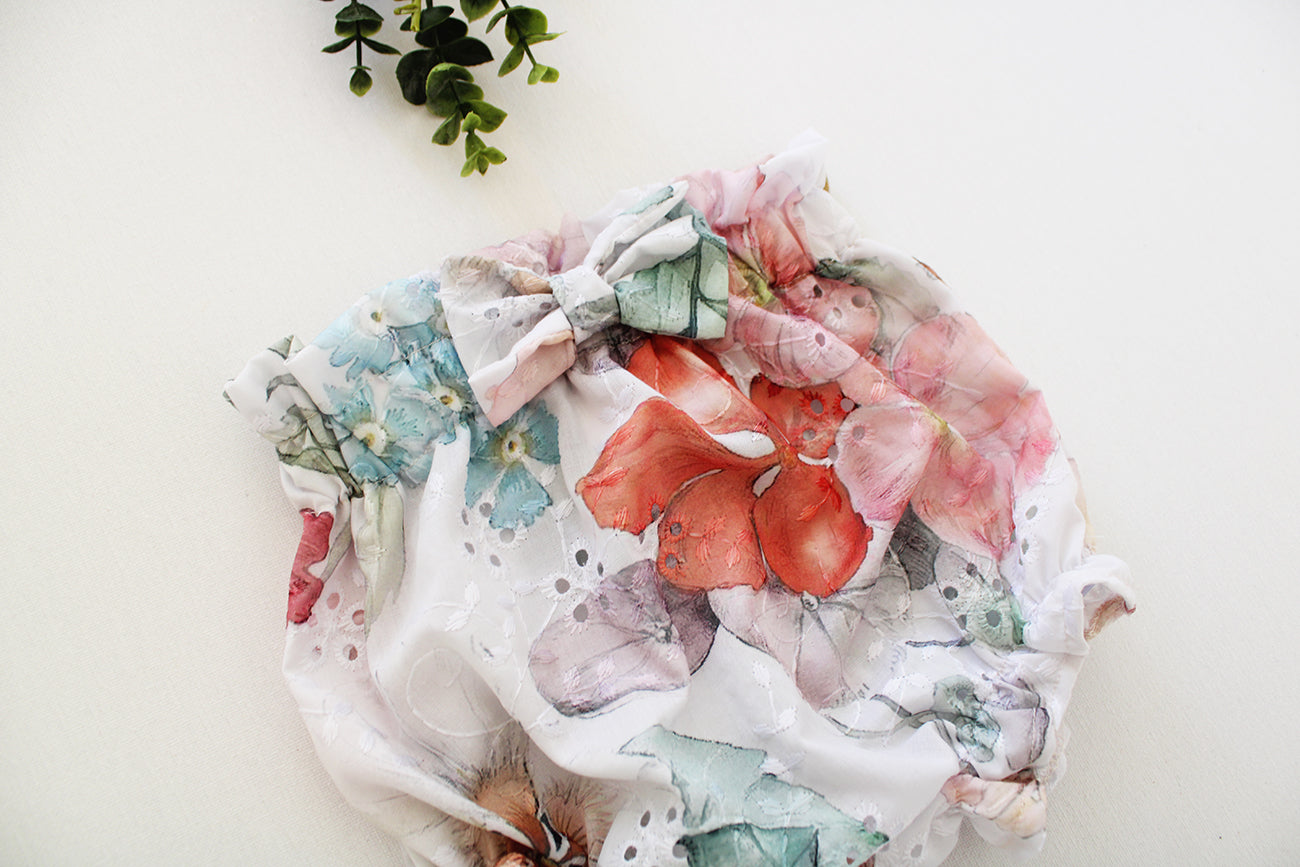 Anglaise Meadow at Dusk Frilly high waist Bloomer with bow (headband + onesie sold separately)