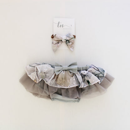 Tutu Bloomer with Bow - Anglaise Meadow (headband + onesie sold separately)