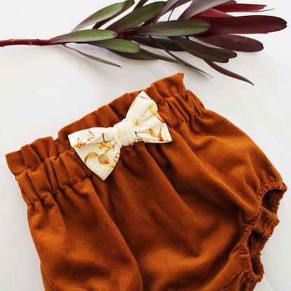 Corduroy Bloomer with bow - Copper (headband sold separately)