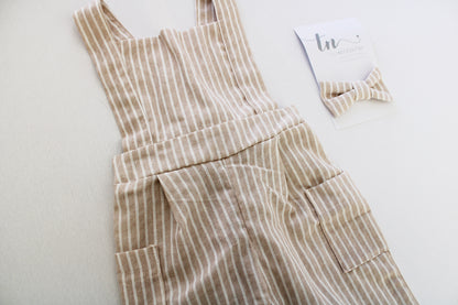 Khaki Stripes Dungaree - Long Pants (bow tie sold separately)