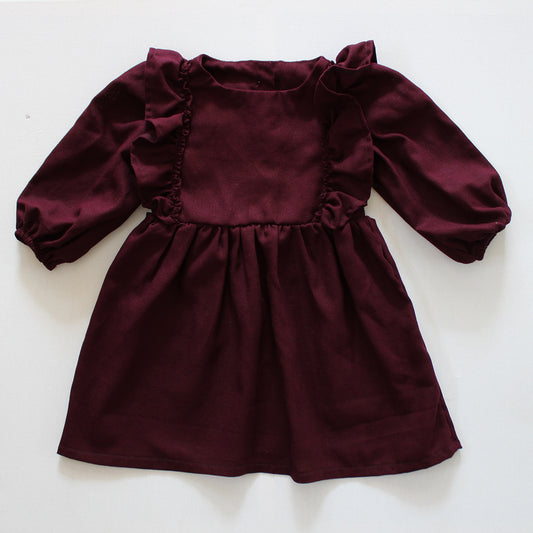 Paisley Long Sleeve Dress - Black Cherry (accessories sold separately)