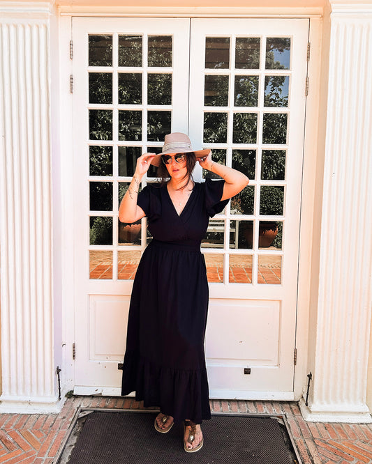Womens Maxi Tier Dress - Black