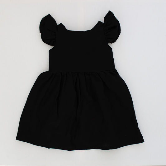Open Back Frilly Dress - Black