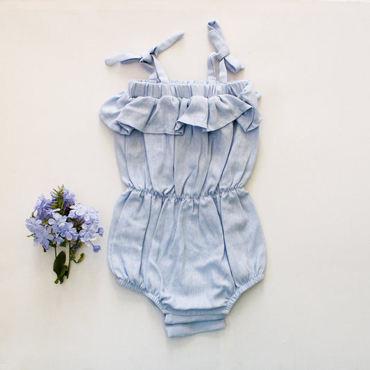 Tie Strap Romper - The Blue Blessing (headband sold separately)